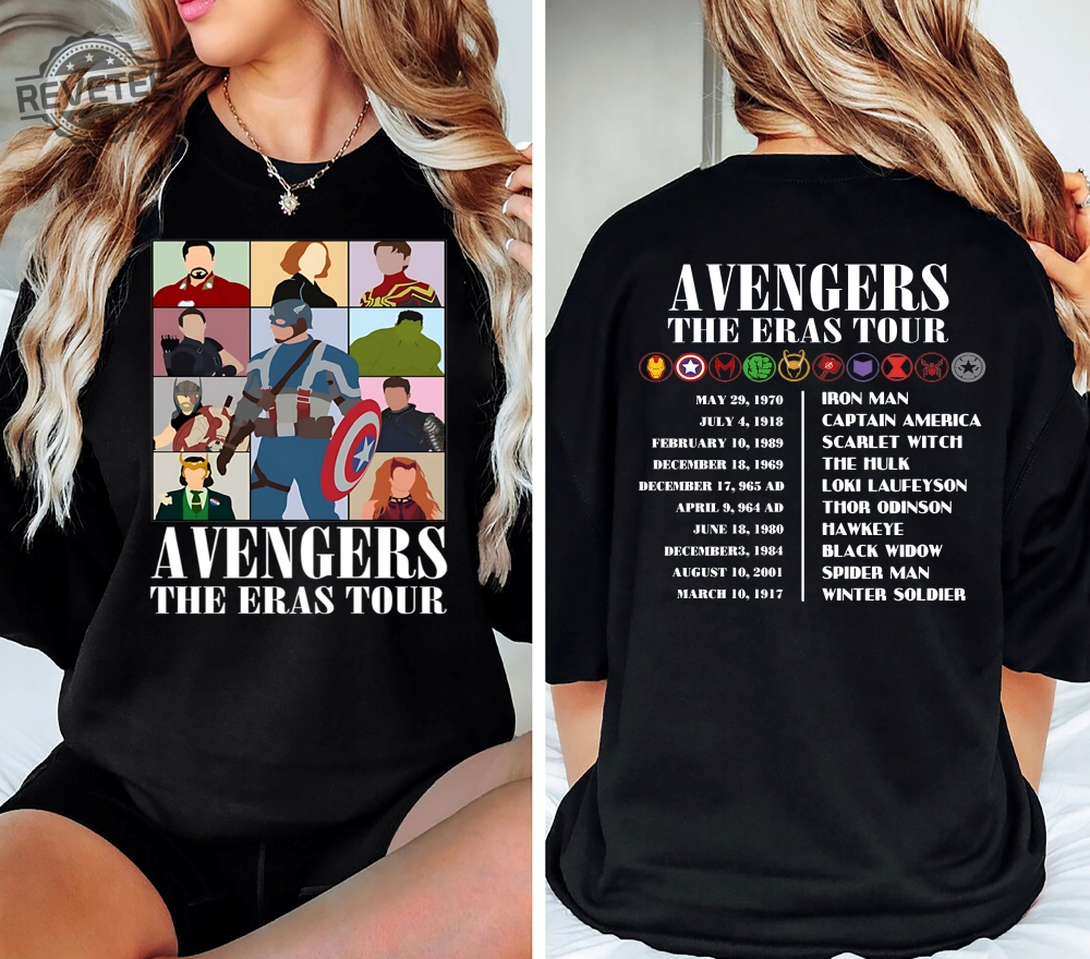 Avengers The Eras Tour Shirt Marvel Super Hero Sweatshirt Scarlet Witch Hulk Shirt Black Widow Tee Spiderman Winter Soldier Iron Man Unique Avengers The Eras Tour Shirt Marvel Super Hero Sweatshirt Scarlet Witch Hulk Shirt Black Widow Tee Spiderman Winter Soldier Iron Man Unique