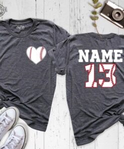 Baseball Heart Shirt Personalized Baseball Tshirt Baseball Mom Shirt Baseball Team Outfit Sport Lover Shirt Unique