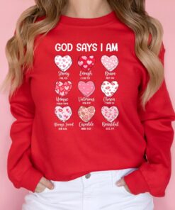 Bible Verse Valentines Sweatshirt God Says I Am Strong Shirt Faithful Valentines Tshirtcute Hearts Sweater Bible Verse About Love