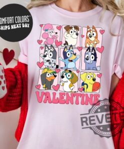 Bluey Dog Era Valentines Day Tshirt Hoodie Sweatshirt Family Valentine Days Tee Gift For Him Her Crewneck Unique