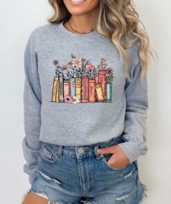 Book Lover Sweatshirt Flower Books Hoodie Gift For Book Lover Reading Shirt Book With Flowers Floral Books Gift For Bookworms Unique