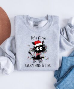 Cat Christmas Shirt Its Fine Im Fine Everything Is Fine Shirt Introvert Tee Funny Shirt Sarcastic Shirt Im Fine Shirt Mental Shirt Unique