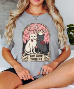 Cat Lovers Valentines Day Shirt Cute Cat Valentine Tee Girl Valentines Day Shirt Retro Valentines Day Shirt Funny Vday Shirt Unique