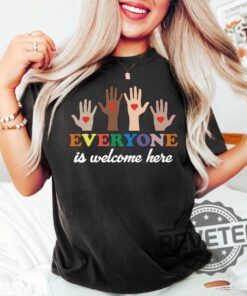 Celebrate Diversity With Our Everyone Is Welcome Here Idaho Teacher T Shirt Rainbow Equality Tee Gift For Friends