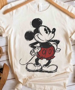 Cute Disney Mickey Mouse Pose Classic Sketch Shirt Magic Kingdom Holiday Unisex T Shirt Family Birthday Gift Adult Kid Toddler Tee Unique