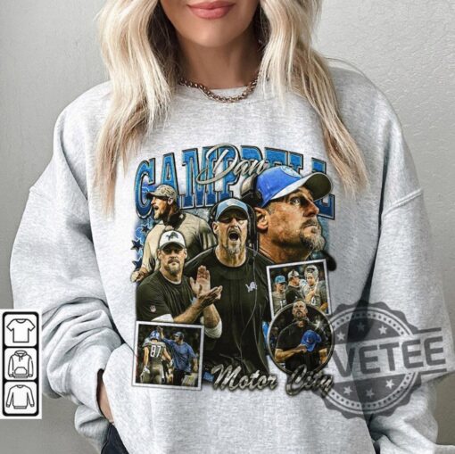 Dan Campbell Detroit Lions Tshirt Hoodie Sweatshirt Unisex Vintage Tee Gift For Fan Womens Mens Unique
