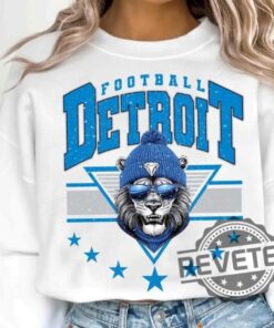 Detroit Lions Crewneck Tshirt Sweatshirt Tee Gift For Fan Mens Womens Detroit Football Mascot Lion Tee Game Day Birthday Valentine Unique
