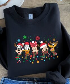 Disney Friends Christmas Sweatshirt Mickey Minnie Mouse Christmas Light Sweatshirt Donald Duck Christmas Hoodie Unique