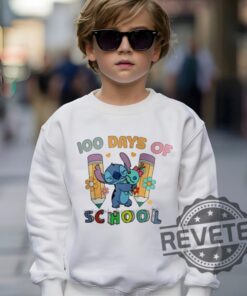 Disney Stitch 100 Days Of School Sweatshirt T Shirt Hoodie Tee Gift For Men Women Cute Stitch School Hoodies Crewneck Pullover Unique