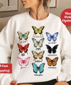 Eras Tour Shirt Eras Tour Outfit Taylor Album Butterfly Sweatshirt Music Concert Tshirt Folk Music Swift Eras Tour Ghost 1989 Sweatshirt Tee Unique