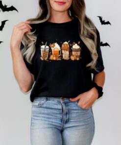 Fall Coffee Pumpkin Shirt Halloween Coffee Latte Shirt Fall Shirt Retro Halloween Shirt Pumpkin Shirt Hoodie Unique