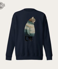 Fat Gray Cat In Sweater Unisex Crewneck Sweatshirt Cat Long Sleeve Shirt Cat Lover Gift Cat Mom Shirt Cat Daddy Shirt Deftones Cat Shirt Unique