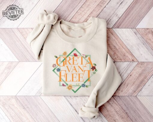 Floral Retro Greta Van Fleet Sweatshirt Van Fleet Dreams In Gold Greta Van Fleet Shirt Gvf Starcatcher Shirt Boho Vintage Musician Shirt Unique