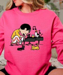 Freddie Mercury Charlie Brown Tshirt Freddie Mercury And His Cats Tshirt Freddie Mercury Playing The Piano Shirt Queen Band Tshirt new