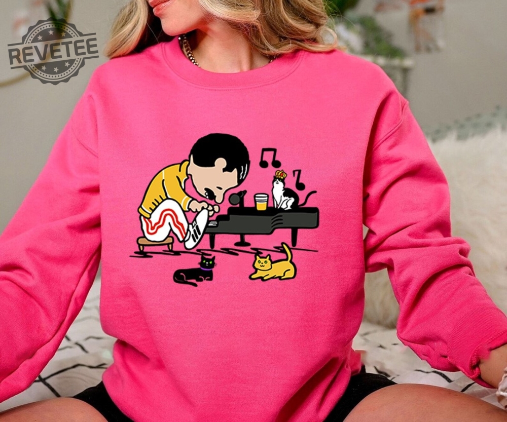 Freddie Mercury Charlie Brown Tshirt Freddie Mercury And His Cats Tshirt Freddie Mercury Playing The Piano Shirt Queen Band Tshirt new Freddie Mercury Charlie Brown Tshirt Freddie Mercury And His Cats Tshirt Freddie Mercury Playing The Piano Shirt Queen Band Tshirt new