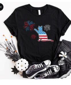 Funny American Cat Shirt Cat Lover Shirt Patriotic Independence Day Gift