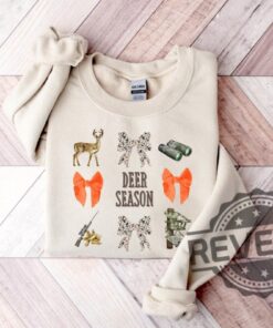Girly Deer Season Hunting Sweatshirt Hoodie Tshirt Tee Gift For Lover Camouflage Bows Shirts Womens Hunting Sweatshirts Deer Lease Shirts