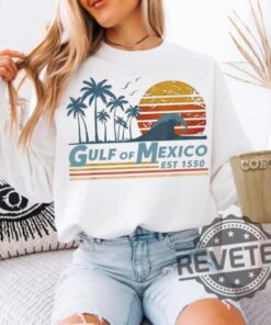 Gulf Of Mexico Retro Coast Beach Crewneck T Shirt Texas Alabama Mississippi Florida