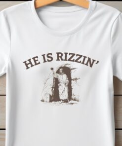 He Is Rizzin Funny Easter Shirt Of Jesus Taking A Tomb Selfie Retro Christian Faith Religious Graphic Tee He Is Rizzen Shirt He Is Rizzen Sweatshirt