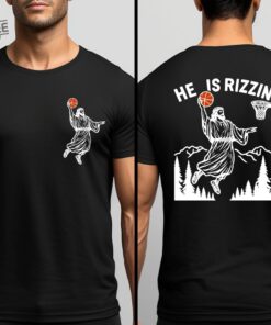 He Is Rizzin Humor Easter Shirt Jesus Funny Sweatshirt Christian Easter T Shirt Jesus Playing Basketball Jesus Christ Unique