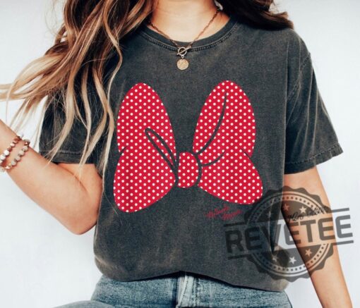 Minnie Mouse Bow Shirt Hoodie Sweatshirt Minnie Polka Dot Print Classic Bow Tshirt Mickey And Friends Tee Disney Family Vacation Unique