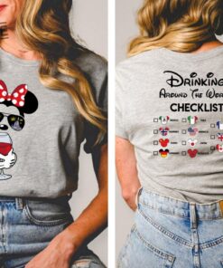 Mickey Beer Minnie Wine Front And Back Epcot Drinking Around The World Shirt Drinking Around The World Checklist Disney Couple Shirts Unique