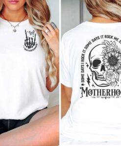 Motherhood Double Sided Shirt Mom T Shirt Motherhood Skull Hand Butterflies Gildan Mother Tee Mom T Shirt Women Unique