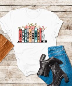 Music Albums As Books T Shirt Folk Music Shirt Trendy Aesthetic Gift For Book Lover Floral Ts Merch Top The Eras Tour Shirt Concert Tee Unique