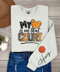 My Heart Is In That Court Shirt Customized Basketball Sweatshirt Your Name Basketball Shirt Basketball Mom Sweatshirts Unique