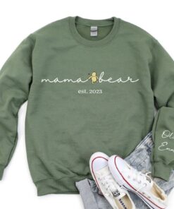 Personalized Mama Bear Winnie The Pooh Sweatshirt Mama Est With Kid Name On Sleeve Personalized Mom Sweatshirt