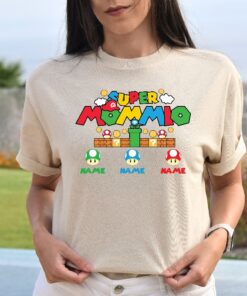 Personalized Super Mommio Shirt Mothers Day Gift Tshirt Gamer Mom Shirt Custom Kids Name Mom Shirt Unique