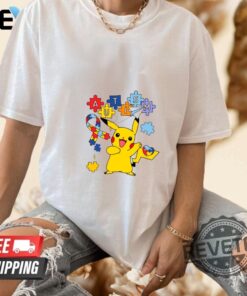 Pikachu Autism Ribbon Puzzle T Shirt Hoodie Crewneck