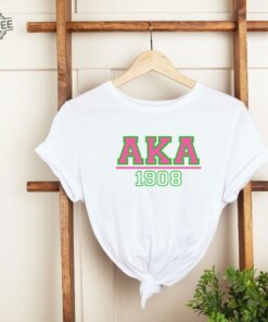 Pink And Green Shortsleeve Chapter Shirt Aka Embroidered Shortsleeve Aka Girl Shirt Alpha Kappa Alpha Shirt Aka 1908 Unique