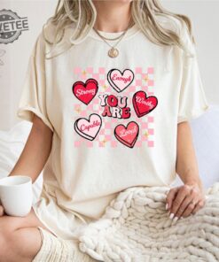 Positive Affirmations Shirt Teacher Valentine Day Gift Candy Heart Tshirt Valentines Day Tee Valentines Shirt For Teacher Unique