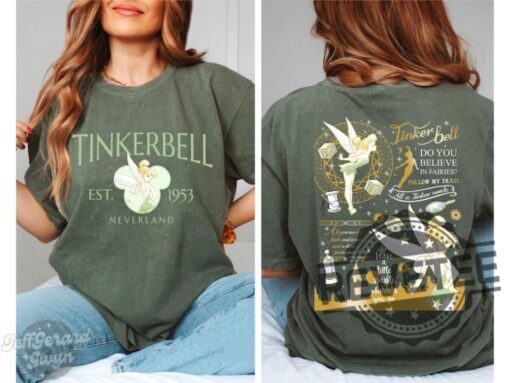 Retro Disney Tinker Bell Shirt Hoodie Sweatshirt 1953 Neverland Disney Vacation Tee Gift For Men Women