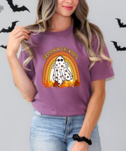 Retro Halloween Spooky Season Shirt Cute Ghost Fall Rainbow Shirt Autumn Halloween Shirt Unique
