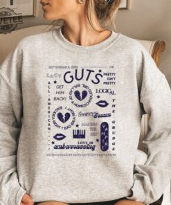 Retro Olivia Rodrigo Guts Sweatshirt Olivia Rodrigo Merch Guts Tour 2024 Shirt Olivia Guts Album Shirt Olivia Rodrigo Guts Shirt Unique