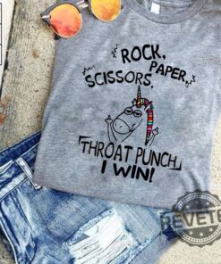 Rock Paper Scissors Throat Punch I Win Unicorn Shirt Gift For Daughter Son Mom Dad