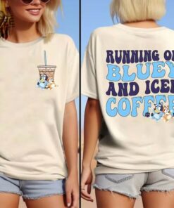 Running On Bluey And Iced Coffee Shirt Running On Bluey Shirt Bluey Mothers Day Shirt Bluey Family Shirt Bluey Bingo Birthday Gift