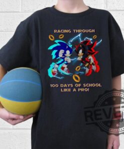 Sonic The Hedgehog Through 100 Days Of School Shirt Hoodie Sweatshirt Tee Gift For Him Her Crewneck Teacher Gifts Unique