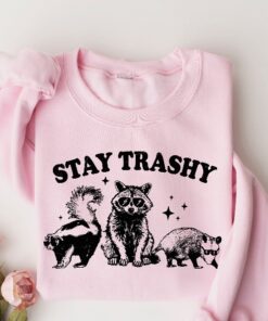 Stay Trashy Shirt Retro Funny Graphic Tees Raccoon Shirt Local Street Cat Gift For Mom Shirt Womens Shirt Retro Racoon Shirt Unique