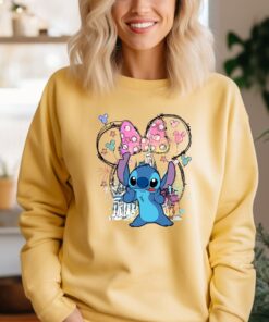 Stitch Sweatshirt Minnie Bow Stitch Hoodie Stitch Watercolor Castle Hoodie Magic Kingdom Sweatshirt Disney Castle Hoodie Unique