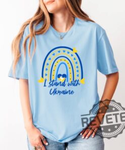 Support Ukraine T Shirt For Women And Men Vintage Rainbow I Stand With Ukraine Hoodie Sweatshirt Free Ukraine Ukrainian Shirt