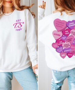 Swiftie Valentine Shirt 2 Sided Swiftie Valentines Day Gift Conversation Hearts Retro Tee Ts Est 1989 Version Shirts For Lovers Unique