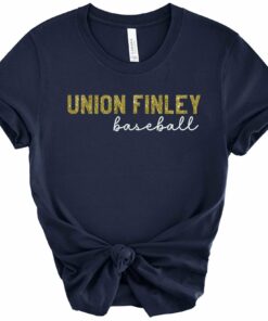 Union Finley Softball, Baseball, Football, Cheer or Mom Block Script Glitter T-Shirt