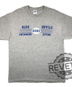Vintage 90S Duke University Blue Devils Swimming Diving Graphic T Shirt