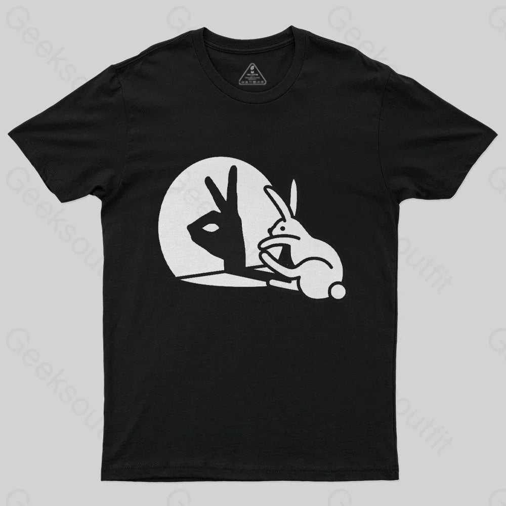 Funny Rabbit Hand Shadow Puppets Bunny Figure Pop Art Geek T-Shirt Funny Rabbit Hand Shadow Puppets Bunny Figure Pop Art Geek T-Shirt