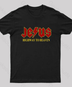 Jesus Rocks Highway to Heaven Nerd T-Shirt