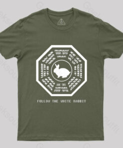 Lost and The Matrix-Follow the White Rabbit T-shirt