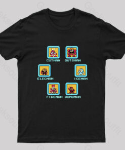 Mega-Man 1 Robot Masters Nerd T-Shirt